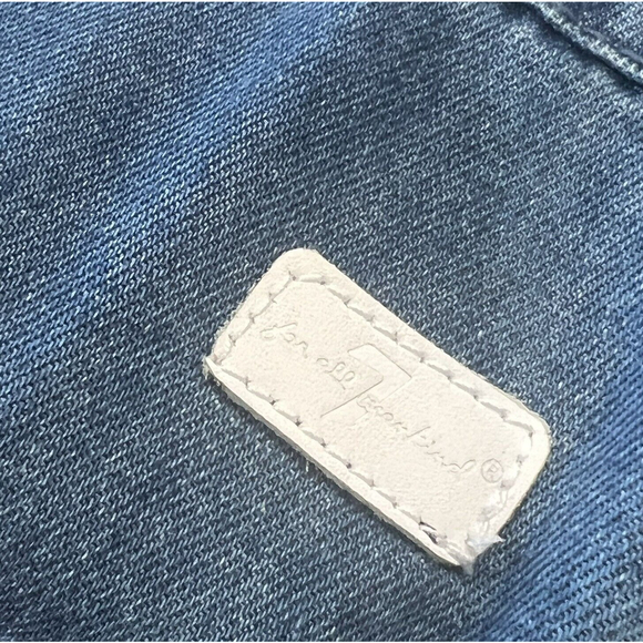 NWT 7 For All Mankind Denim Blue Chambray‎ Shorts Sleeveless Romper Girls Size L - Picture 6 of 11